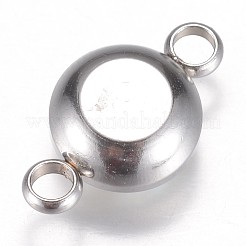 ガラスリンクコネクター  多面カット  304ステンレススチール製金具付き  フラットラウンド  ステンレス鋼色  クリスタル  17.5x10x6.5mm  穴：2.5mm&nbsp;GLAA-G018-P02