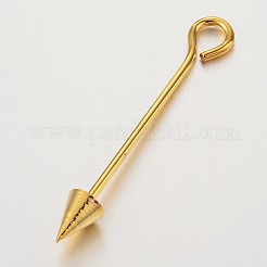 真鍮製スプリットアイピン  矢印  ミックスカラー  52~59x6mm  穴：4mm  ピン：1.5mm&nbsp;X-KK-O089-08