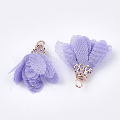 シフォンペンダント  鉄パーツ  花  ゴールドカラー  ライラック  25~27x20~30mm  穴：2.5mm&nbsp;FIND-S300-03P