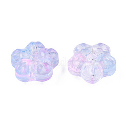 透明なスプレー塗装ガラスビーズ  ツートン  花  パールピンク  12.5x13x6mm  穴：1mm&nbsp;X-GLAA-N035-029-G02