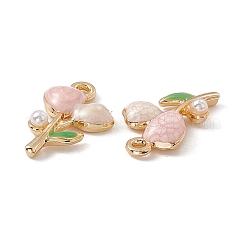 合金エナメルチャーム  ゴールドカラー  花のチャーム  ミスティローズ  19x11x4mm  穴：1.6mm&nbsp;ENAM-K066-09A