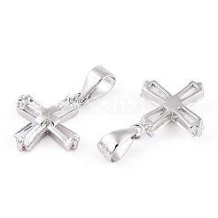 Rhodium Plated 925 Sterling Silver Pave Clear Cubic Zirconia Pendants&nbsp;STER-T007-39P