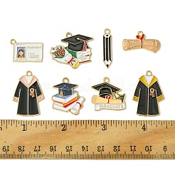 卒業シーズン合金エナメルペンダント14個7スタイル  制服、学生証、学士帽、本、鉛筆  ミックスカラー  14~30x6~30x1~2mm  穴：1.8~2mm  2個/スタイル&nbsp;ENAM-FS0001-80