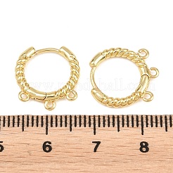 真鍮製のハギーフープピアス  3ループで  ラックめっき  長持ちメッキ  カドミウムフリー＆鉛フリー  18KGP本金メッキ  14.5x14x2.3mm  穴：1~1.2mm  ピン：0.7mm&nbsp;KK-H292-37G-01
