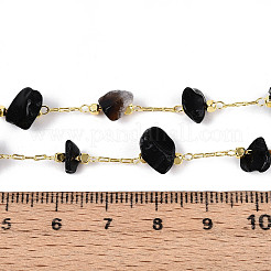 真鍮製アズキチェーン  天然な黒瑪瑙と  ハンダ付け  スプールで  長持ちメッキ  ゴールドカラー  1~8x3~17x1~8mm  約32.81フィート（10m）/ロール&nbsp;CHC-N023-11D-G