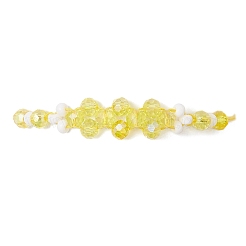電気メッキガラスビーズ編みビーズブレスレット  女性用ナイロン糸編みブレスレット  花  多面カット  ミックスカラー  内径：5/8~3-1/2インチ（1.5~9cm）&nbsp;BJEW-MZ00183