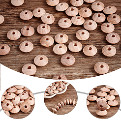ブナ材ビーズ120個  ロンデル  バリーウッド  12.5x6mm  穴：3.5mm&nbsp;WOOD-PH0009-46B