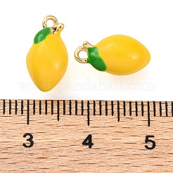 合金エナメルチャーム  フルーツチャーム  レモン  13x6.5x7mm  穴：1.2mm&nbsp;X-PALLOY-S032-01A-028