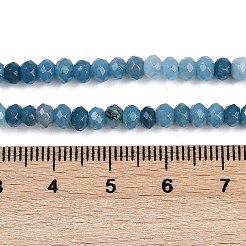 天然石ホワイトジェイドビーズ連売り  ファセットロンデル  染め  空色  4~4.5x3mm  穴：1mm  約112~121個/連  13.54''~13.98''（34.4~35.5センチメートル）&nbsp;X-G-Z069-01W
