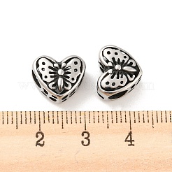 316サージカルステンレスビーズ  蝶  アンティークシルバー  10x12x7mm  穴：4mm&nbsp;STAS-Q304-16AS