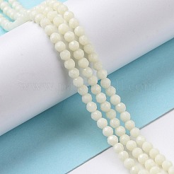 蓄光ガラスビーズ連売り  暗闇で光る  多面カット  ラウンド  ホワイト  3x2.7mm  穴：0.7mm  約125~127個/連  14.49''（36.8センチメートル）&nbsp;GLAA-H018-01A