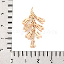 真鍮マイクロパヴェクリアキュービックジルコニアペンダント  ニッケルフリー  葉  18KGP本金メッキ  33x18x2.5mm  穴：1.2mm&nbsp;KK-C076-19G