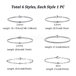 6Pcs 6 Styles 304 Stainless Steel Chain Bracelets&nbsp;BJEW-GA0001-18