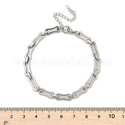 304ステンレススチール長方形リンクチェーンブレスレット男性と女性用  ステンレス鋼色  7-1/2インチ（19.2cm）&nbsp;BJEW-D042-44P