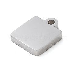 変色しない304ステンレススチールチャーム  レーザー切断  スクエアチャーム  ステンレス鋼色  7.8x6x1.5mm  穴：1mm&nbsp;STAS-N104-07P