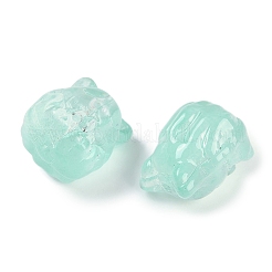 透明スプレーペイントガラスビーズ  キツネ  ミディアムアクアマリン  15x14x13.5mm  穴：1.2mm&nbsp;GLAA-H035-01F