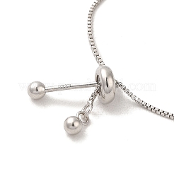 Rhodium Plated Real Platinum Plated 925 Sterling Silver Slider Bracelets&nbsp;BJEW-P303-08P-01