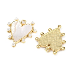 Brass Pave Natural White Shell Pendants&nbsp;KK-S526-65G