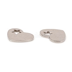 304ステンレススチールチャーム  レーザー切断  アジャスターチェーンドロップ  スターとハート  ステンレス鋼色  10x12.5x1mm  穴：3.5x3.5mm&nbsp;STAS-WH0014-66P