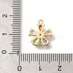 Brass Pave Glass Flower Connector Charms&nbsp;KK-M295-17G-03