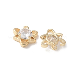 Brass Micro Pave Clear Cubic Zirconia Pendants&nbsp;KK-Q031-15G