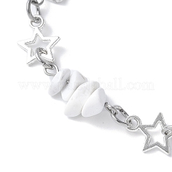天然ハウライトチップリンクブレスレット  女性用合金スターリンクブレスレット  7-1/2インチ（19cm）&nbsp;BJEW-JB11592-01