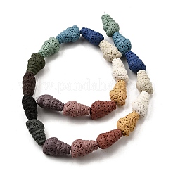 染色された天然溶岩石ビーズ連売り  巻き貝の形  ミックスカラー  18~19x12~13x9~10mm  穴：1.4mm  約22個/連  15.55''（39.5センチメートル）&nbsp;G-A264-A01-01A