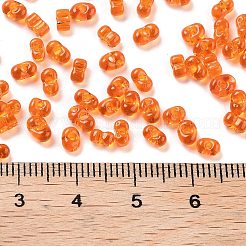 ガラスシードビーズ  透明色  ピーナッツ  ダークオレンジ  2~2.5x4x2mm  穴：0.8~0.9mm  約15000個/ポンド&nbsp;SEED-A033-03A-01