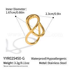 女性用中空304ステンレススチール指輪  18KGP本金メッキ  23mm  usサイズ6 1/4(16.7mm)&nbsp;KP9644-1