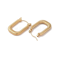 テクスチャ長方形 201 ステンレススチール ハーフフープピアス 女性用  304ステンレスピン付き  ゴールドカラー  26x3mm&nbsp;EJEW-G385-40G