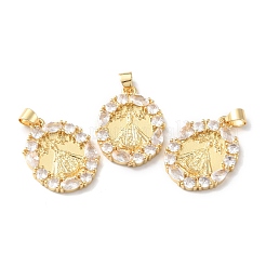 Rack Plating Brass Micro Pave Cubic Zirconia Pendants&nbsp;KK-F852-07G