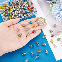 160Pcs 8 Colors Glass Charms&nbsp;PALLOY-PHE00017