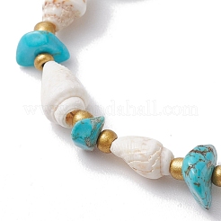 Summer Beach Synthetic Turquoise Chip & Shell Beaded Bracelets for Women&nbsp;BJEW-JB10286