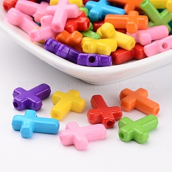 不透明なアクリルビーズ  クロス  ミックスカラー  16x12x4.5mm  約1230個/500g&nbsp;SACR-436-M