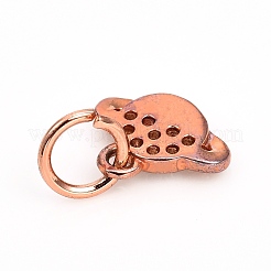 真鍮製マイクロパヴェクリアキュービックジルコニアユニバーススペースチャーム  長持ちメッキ  惑星  ミックスカラー  7x8.5x1.8mm  穴：3.5mm&nbsp;ZIRC-F816-01