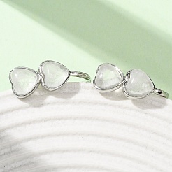 Valentine's Day Heart Natural Quartz Crystal Stud Earrings&nbsp;EJEW-T053-01P-08