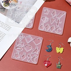 DIY Mixed Shapes Charm Pendant Silicone Molds for DIY Earring Making&nbsp;DIY-YW0009-42