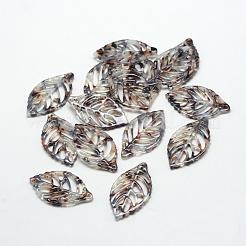 セルロースアセテート（樹脂）ペンダント  葉  ココナッツブラウン  38.5x22x2.5mm  穴：1.5mm&nbsp;KY-S105-A320