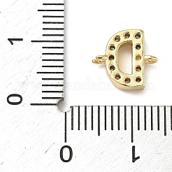 Brass Micro Pave Clear Cubic Zirconia Letter Links Connector Charms&nbsp;KK-I382-07G-D
