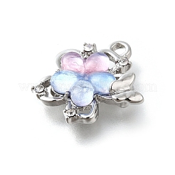 合金アクリルパーツ  蝶と花  プラチナ  17x17x5mm  穴：1.6mm&nbsp;LS-PALLOY-R157-02P-01