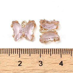 真鍮製ガラスペンダント  カドミウムフリー＆ニッケルフリー＆鉛フリー  蝶  ラベンダー  10x12x4mm  穴：1.2mm&nbsp;FIND-Z020-02I