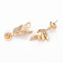 Brass Micro Pave Clear Cubic Zirconia Peg Bails Pendants&nbsp;KK-S356-560-NF