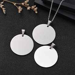 Tarnish Resistant DIY Materials 201 Stainless Steel Flat Round Hand Stamping Blank Tag Pendants&nbsp;STAS-O044-125