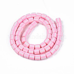 手作り樹脂粘土ビーズ連売り  コラム  ピンク  6x6mm  穴：1.5mm  約63個/連  15.55インチ〜15.94インチ（39.5~40.5cm）&nbsp;X-CLAY-T020-12H