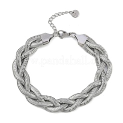 女性用304ステンレススチールブレスレット  ステンレス鋼色  7-5/8インチ（19.3cm）&nbsp;BJEW-U012-01P