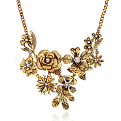 Retro Alloy Crystal Rhinestone Flower Pendant Bib Necklaces for Women&nbsp;FS-WGB73F9-02