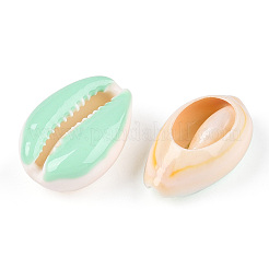 カウリーシェルビーズ  エナメル  穴なし/ドリルなし  アクアマリン  20~26x13~18x5~7mm&nbsp;SHEL-S274-04H