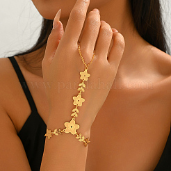 Vintage Flower Brass Link Ring Bracelets&nbsp;XK9574-2
