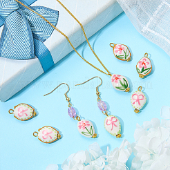 8Pcs 4 Styles Handmade Porcelain Pendants&nbsp;PALLOY-SW00139