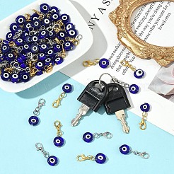 手作りのナザールボンジュウランプワークペンダント装飾40個  合金製カニカン付き  プラチナ  30mm&nbsp;HJEW-YW00211-01